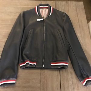New Thom Browne men’s deer skin leather jacket.
